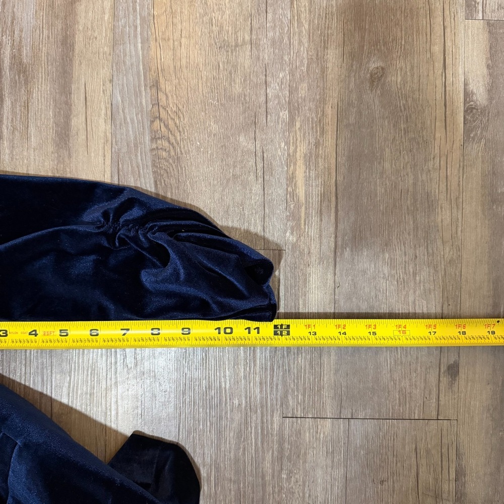 Premise Velvet Blazer Jacket Womens 8 Navy Blue Pockets Long‎ Sleeve Open Front - Picture 10 of 10